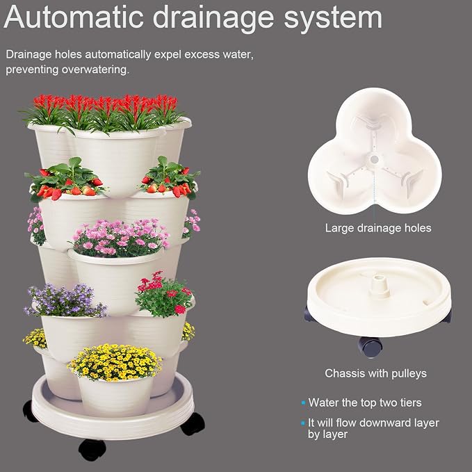 5-Tier Vertical Garden Tower Stackable Planter - Image 3