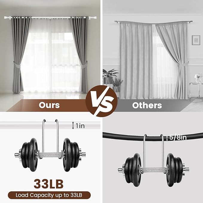 1” Diameter Curtain Rods Itself is 30 to 144 inch 1 Pack Fit 30-142 inch - Image 4