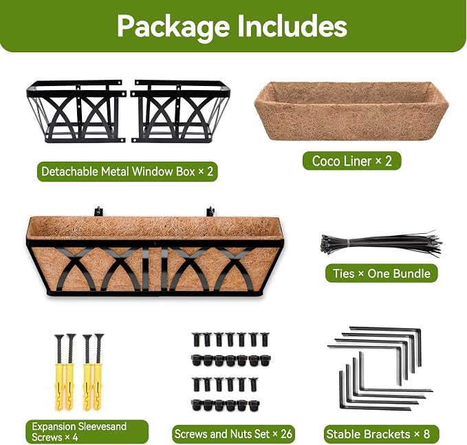 Halatool 2 Pack Heavy-Duty Metal Deck Railing Planter Box, 24 Inch - Image 8