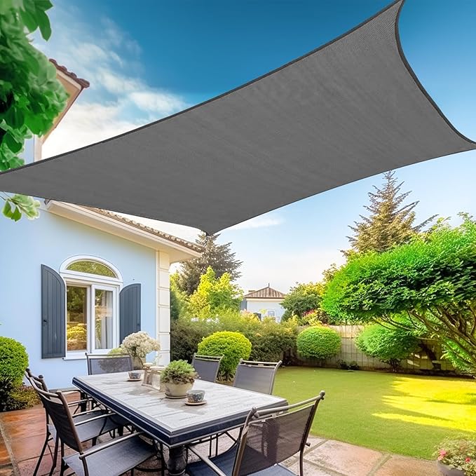 KANAGAWA Sun Shade Sail Curved 24'X24' Dark Grey Rectangle Outdoor Shade Cover by KANAGAWA