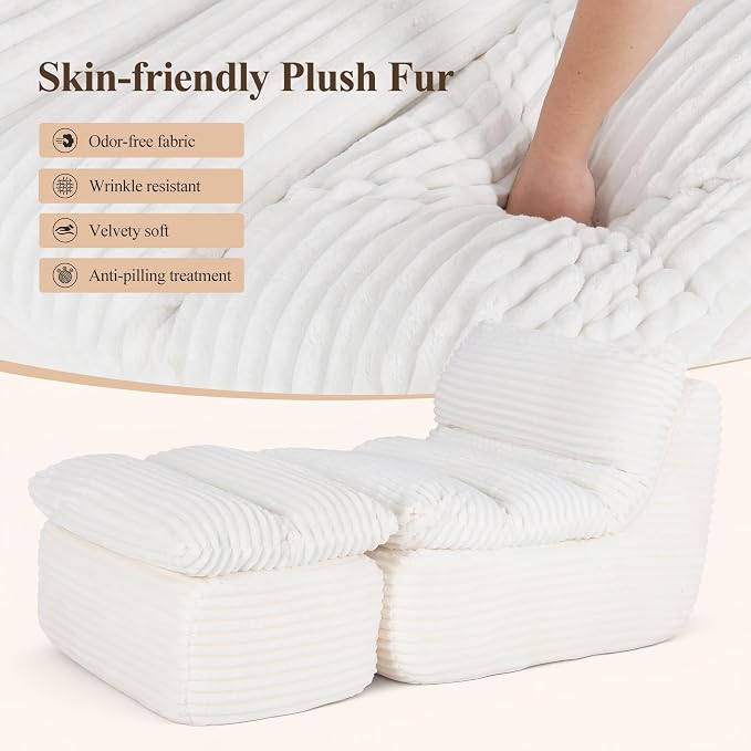 Boneless Chaise Lounge Chair Indoor, Adult Bean Bag Chair - Image 5