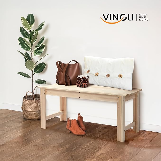 VINGLI Outdoor Wood Bench - Image 2