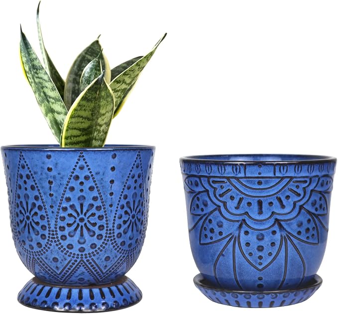 Gepege 6 Inch Beaded Ceramic Planter Set of 2 by Gepege