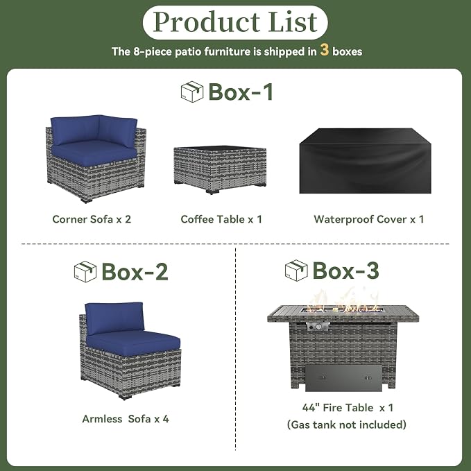 Aoxun 8 Piece Patio Furniture Set - Image 7