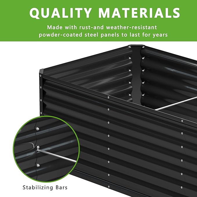 8x4x2FT Galvanized Raised Garden Bed, Planter Raised Beds-Metal Garden Box - Image 4