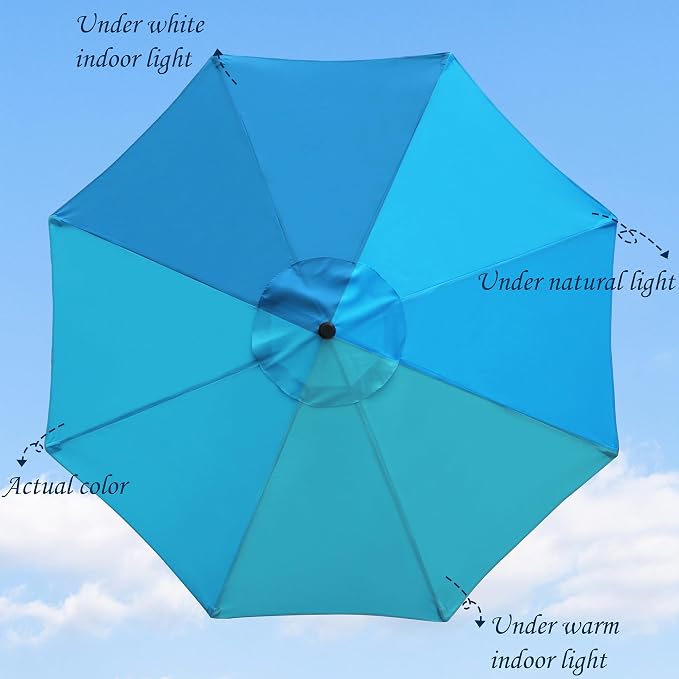 Blissun 9' Outdoor Patio Umbrella, Outdoor Table Umbrella, Yard Umbrella - Image 2
