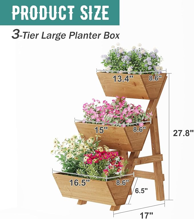 Small Raised Garden Bed, 3 Tier Vertical Garden Planter - Image 7