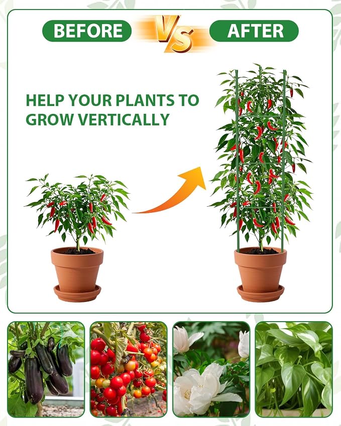 8 Pack Tomato Cages for Garden, 51in*13in Adjustable Tomatoes Plant Stakes - Image 6