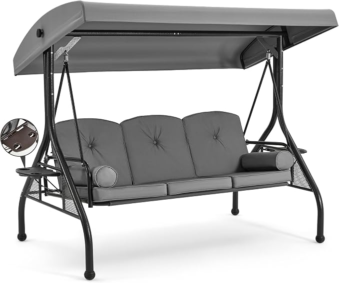 HOMREST 3 Seat Outdoor Porch Swing by HOMREST