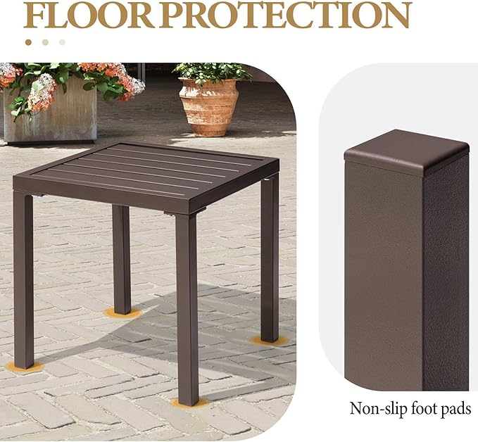 Crestlive Products Outdoor Side Table Set of 2, Small Square Metal End Table - Image 5