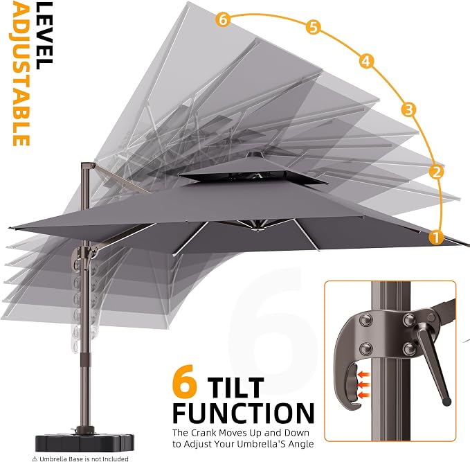9' X 12' Cantilever Outdoor Patio Umbrellas Double Top Large Rectangle Umbrella - Image 6
