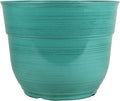 Garden Elements Indoor/Outdoor Glazed Brushed Happy Plastic Planter, Dark Aqua by GardenElements