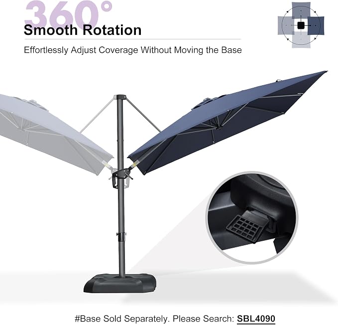 PURPLE LEAF 8 Feet Patio Umbrella Outdoor Cantilever Square Umbrella Aluminum - Image 7