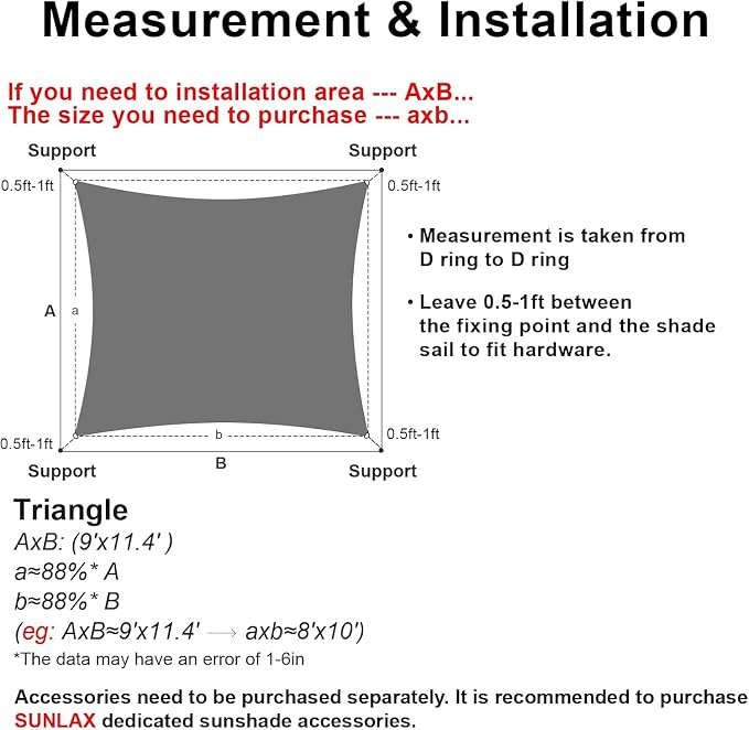 SUNLAX Sun Shade Sail 10' x 18' Turquoise Blue Rectangle Canopy Sail Shade - Image 2