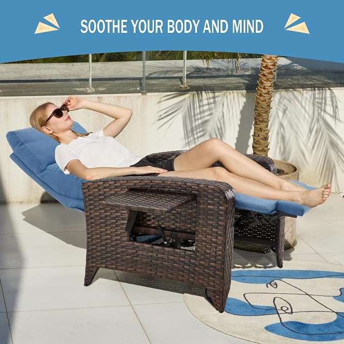 Outdoor Recliner Chairs Set of 2 Reclining Patio Chairs - Image 6