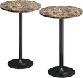 Flamaker Round Bistro Pub Table Modern Style Metal Base MDF Top Cocktail Bar by Flamaker