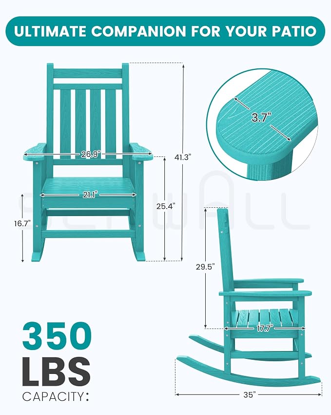 SEWALL HDPE Rocking Chair, Oversized Outdoor Rocking Chair - Image 2