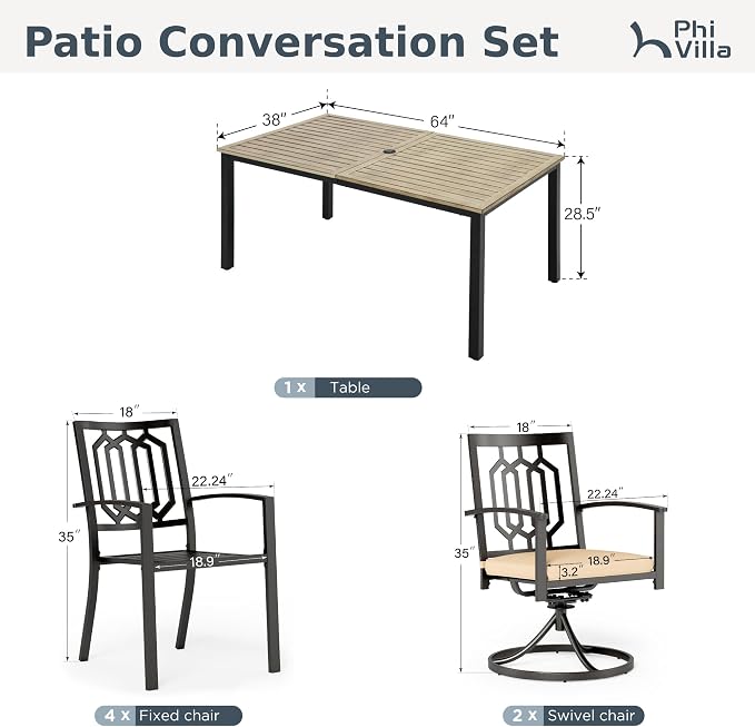 PHI VILLA 7 Pieces Outdoor Dining Set - Image 9