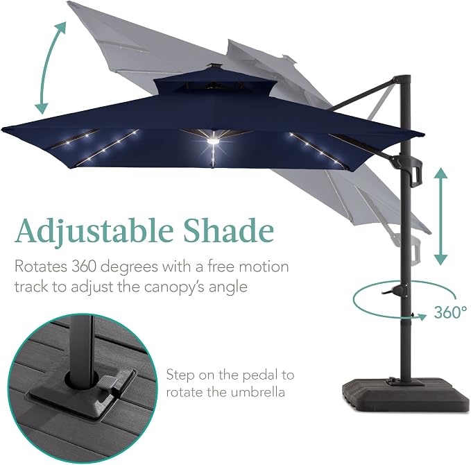 Best Choice Products 10x10ft Cantilever Patio Umbrella w/Base Included - Image 4