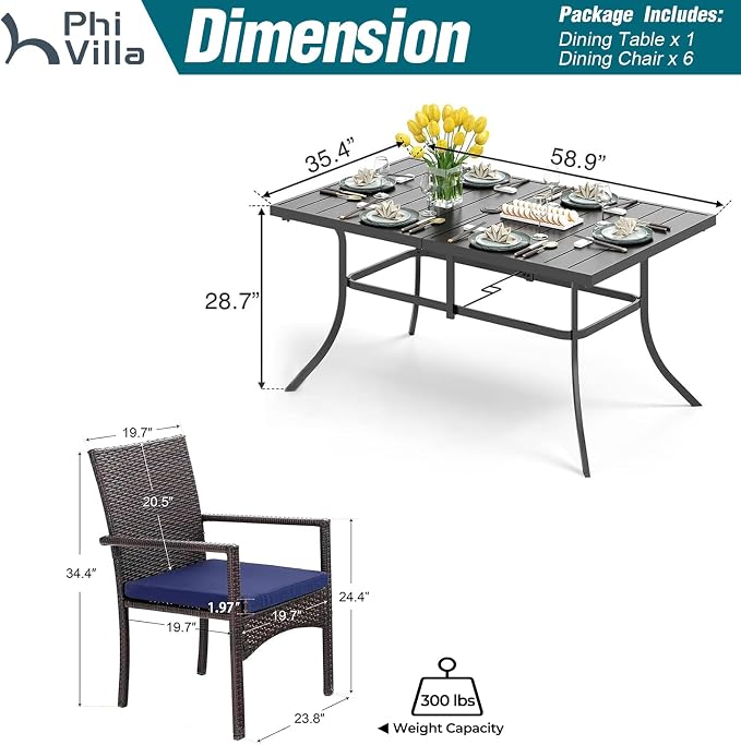PHI VILLA 7 Piece Outdoor Dining Set - Image 9