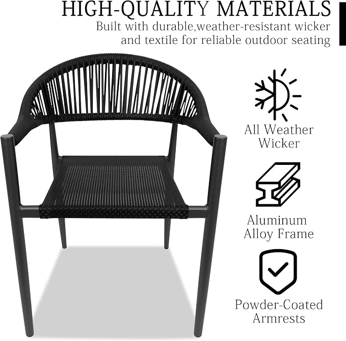 TWT Patio Dining Chairs Outdoor Stackable Dining Chairs - Image 7
