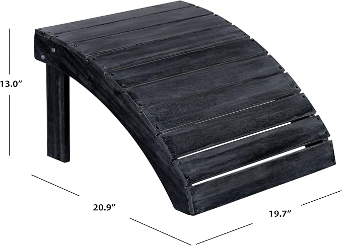 Safavieh PAT6701K Outdoor Collection Mopani Ottoman, Dark Slate Grey - Image 3