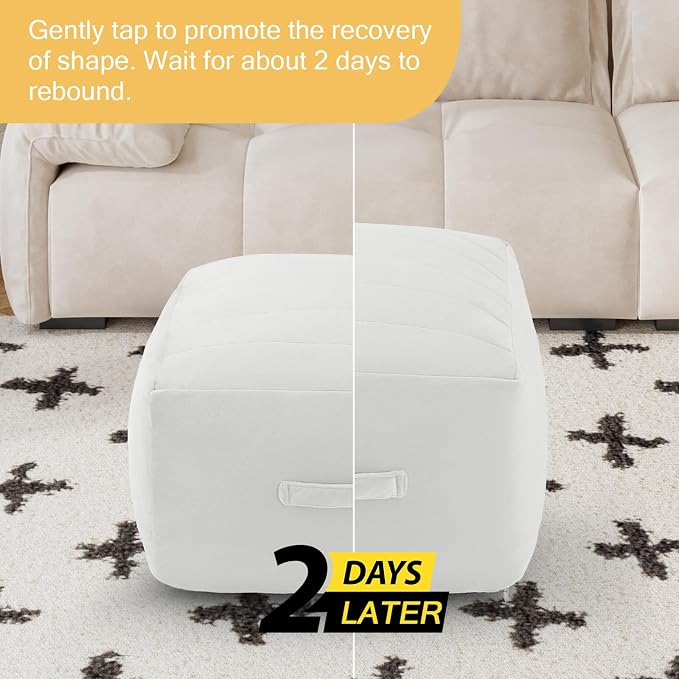 MeMoreCool Square Stuffed Pouf Ottoman Foot Rest, Floor Pouf Foot Stool - Image 7