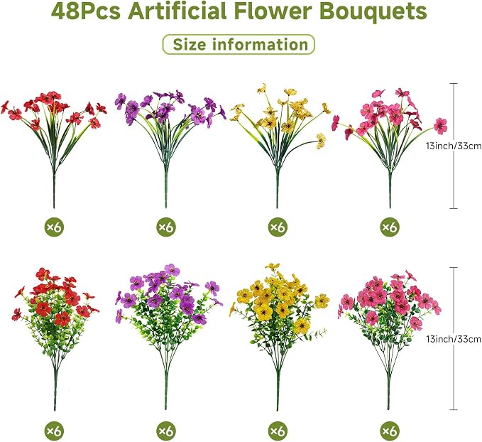 Alupssuc 48 Bundles Artificial Flowers - Image 3