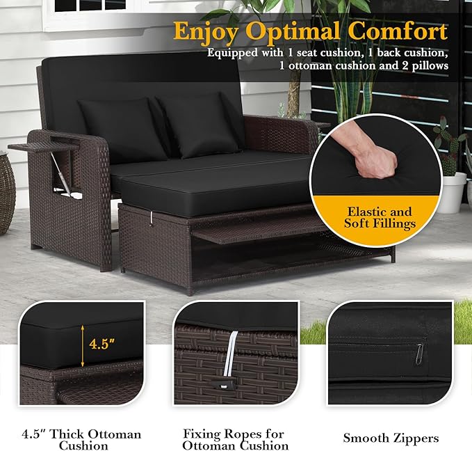 RELAX4LIFE Wicker Patio Outdoor Daybed - Image 6