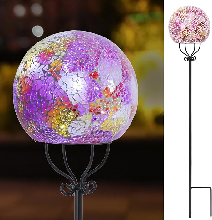 VCUTEKA Solar Outdoor Lights Garden Decor Mosaic Solar Garden Lights Waterproof by VCUTEKA