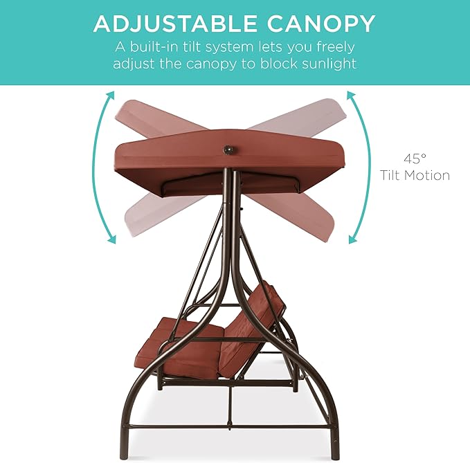 Best Choice Products 3-Seat Outdoor Large Converting Canopy Swing Glider - Image 5