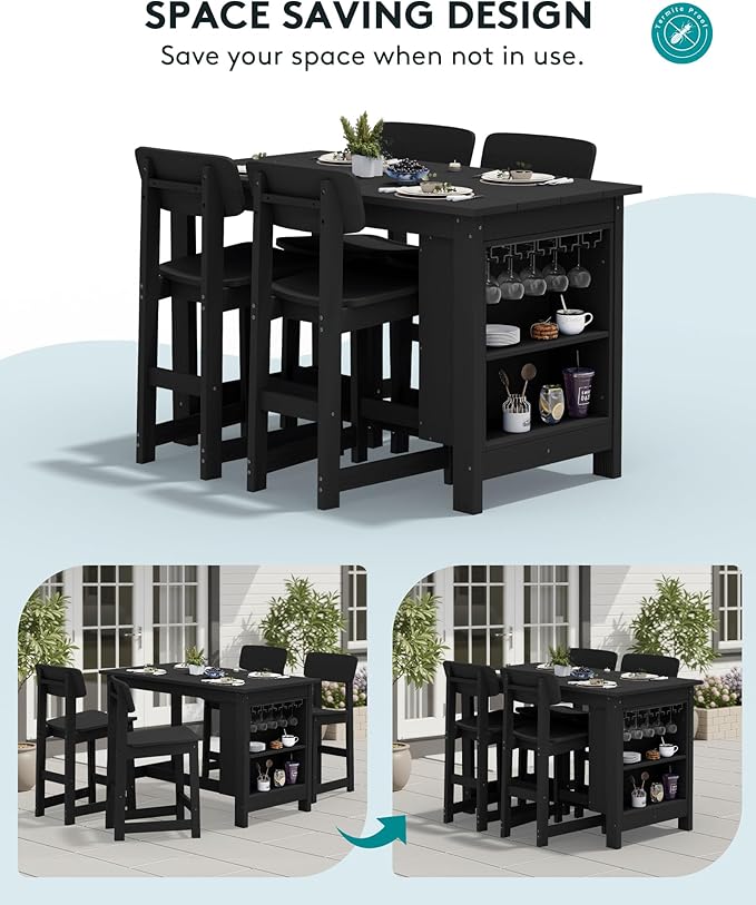 SERWALL 10-Piece HDPE Counter Height Dining Table Sets - Image 5