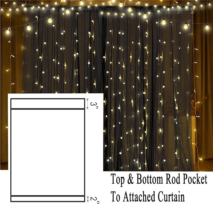 Extra Wide Outdoor Curtains Waterproof Black Voile Mesh Screen Lightweight - Image 7
