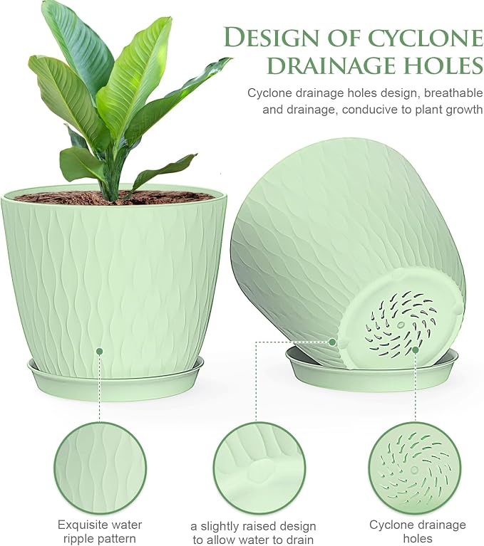 6 inch Plant Pots, 5 Pack Flower Pots - Image 3