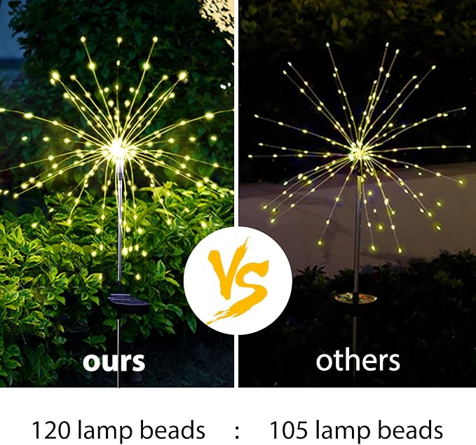 Solar Garden Firework Lights Outdoor Waterproof 2 Pack Solar Powered Art Stake - Image 7