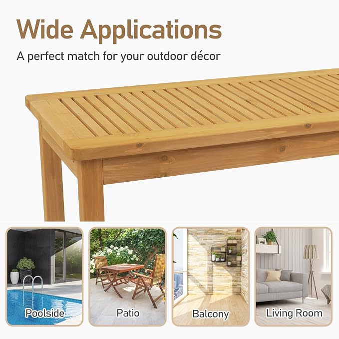 VINGLI Outdoor Wood Coffee Table, Solid Cedar Wood Accent Table - Image 7