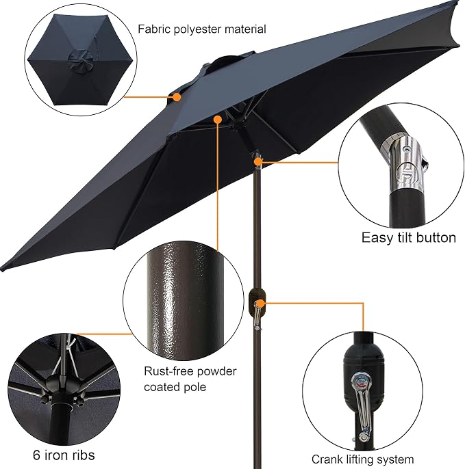 Blissun 7.5 ft Patio Umbrella, Yard Umbrella, Outdoor Market Umbrella - Image 2