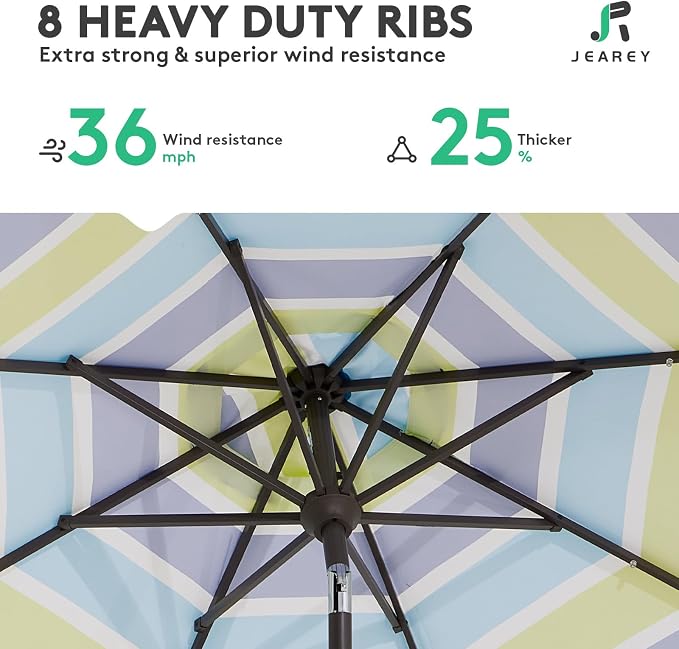 JEAREY 9FT Outdoor Patio Umbrella Outdoor Table Umbrella - Image 5