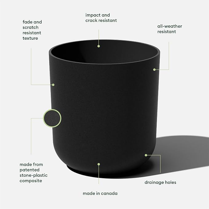 Veradek Round Black Plastic Planter Pots - Image 2