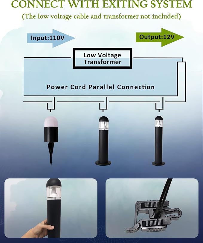 2 Pack Low Voltage Landscape Pathway Lights, 12V LED Bollard Light IP67 - Image 7