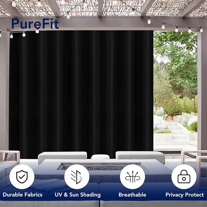 PureFit Outdoor Curtains for Patio Waterproof Weatherproof, UV Resistant - Image 3