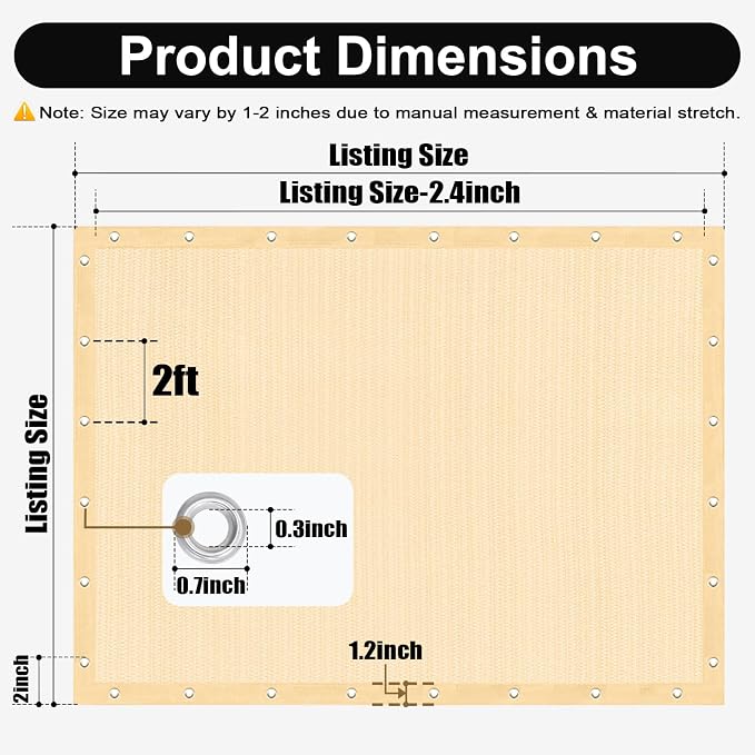 Artpuch 90% Sun Shade Cloth, 6 x 16 FT Pergola Shade Cover Canopy - Image 4