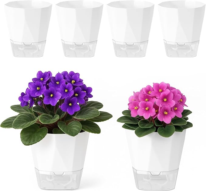 6 Pack Self Watering Pots for Indoor Plants, 5 Inches Self Watering Planters by Planterhoma