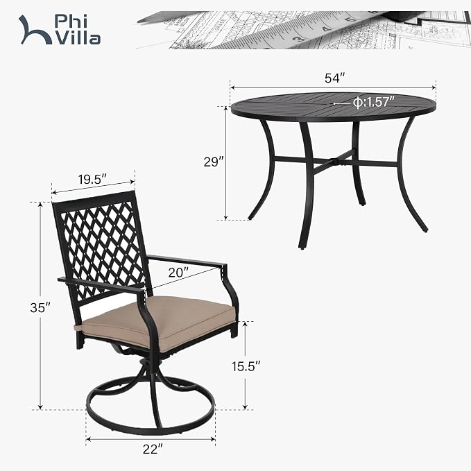 PHI VILLA 7 Pieces Outdoor Dining Set - Image 9