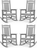 SERWALL HDPE Outdoor Rocking Chair Set of 4, Oversized Patio Rocking Chairs by SERWALL