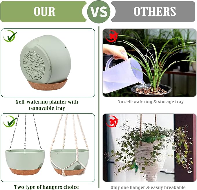 Hanging Planters for Outdoor Indoor Plants, 2 Pack 10 Inch Hanging Basket - Image 4