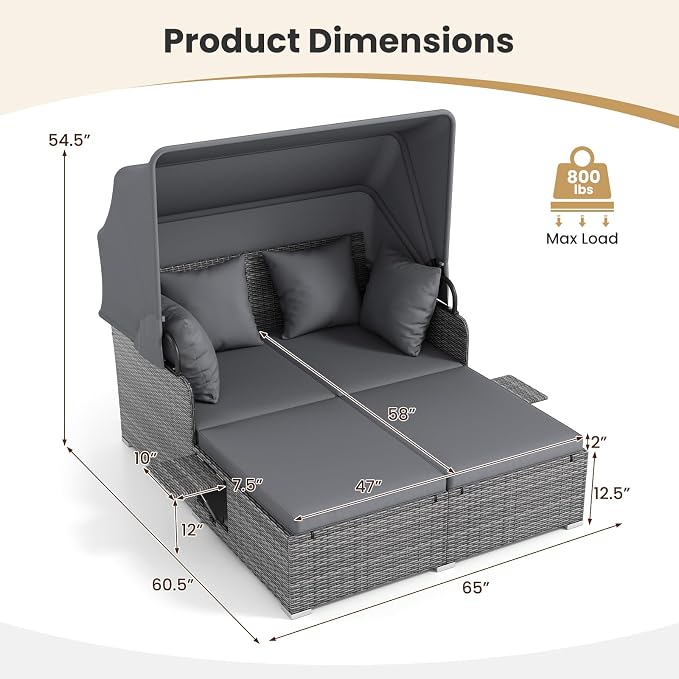 Tangkula Patio Rattan Daybed - Image 5
