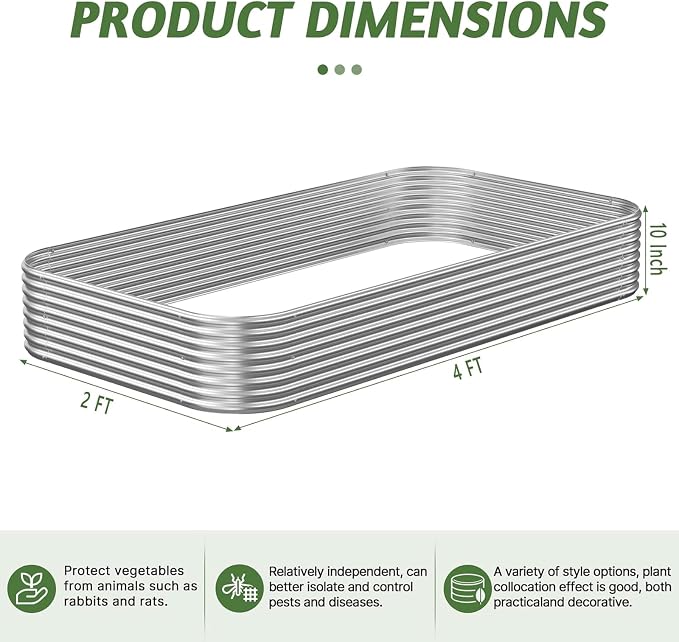 3 Pack Corrugated Galvanized Steel Raised Garden Bed Outdoor, Metal Above - Image 4