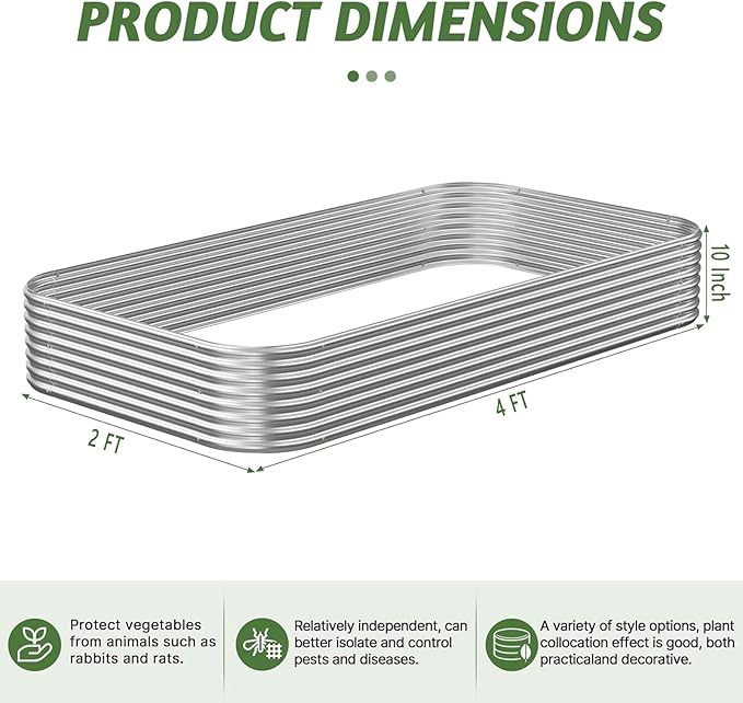 4 Pack Corrugated Galvanized Steel Raised Garden Bed Outdoor, Metal Above - Image 4