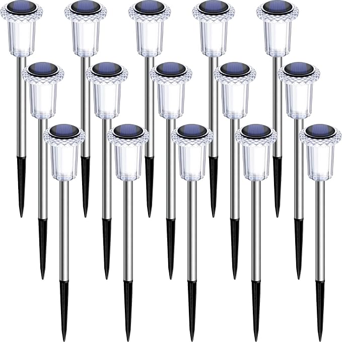 DenicMic Solar Lights Outdoor 15 Pack Waterproof 3000K Warm White LED Stainless - Image 8